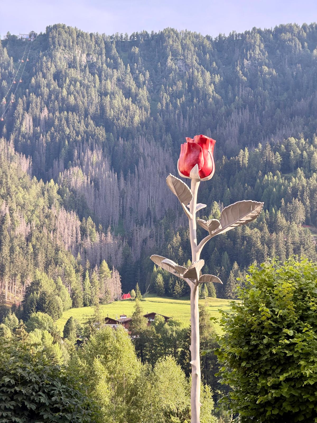 Looking toward the Dolomites from Ortisei, the charming alpine town nestled in the heart of these magnificent mountains.